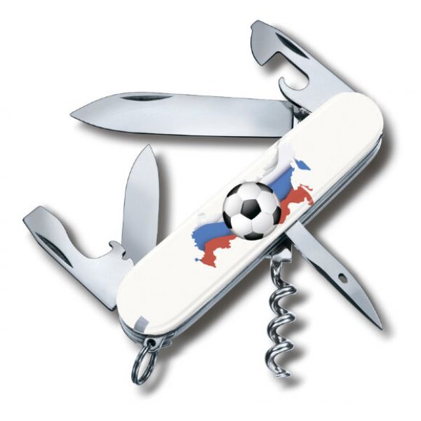 Нож перочинный Victorinox Spartan "Российский футбол", 91 мм, 12 функций, рукоять пластик, белый